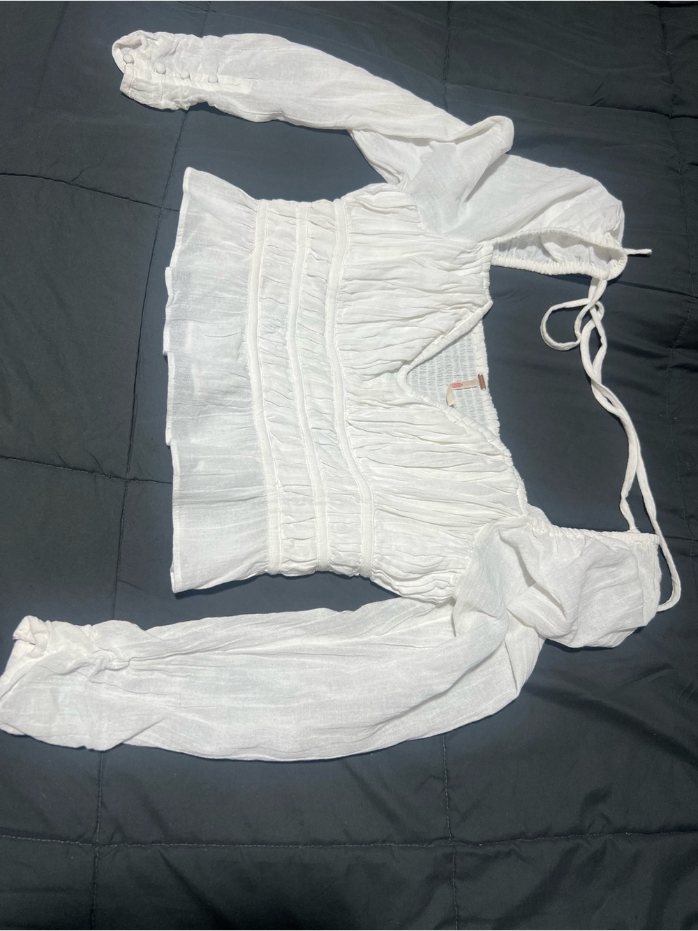 Free People White Peasant-Style Sweetheart Neck Blouse - Picture 7 of 9